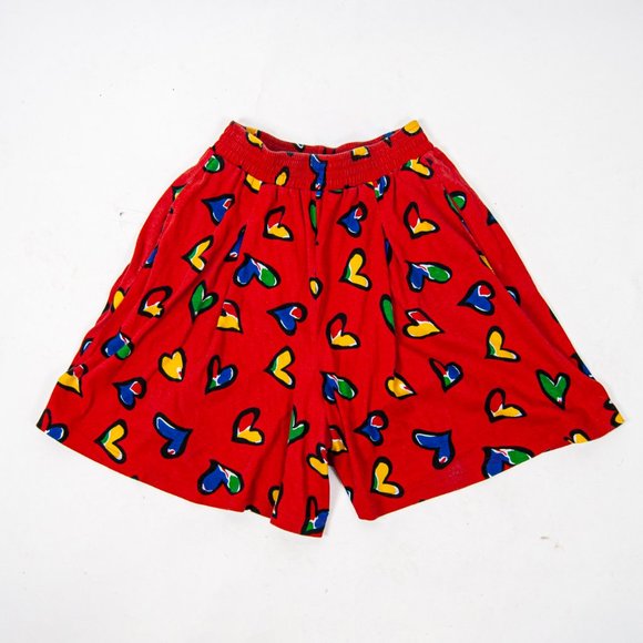 80s heart print swing shorts 3 M medium L large / oversized shorts / romantic sh - Picture 5 of 5